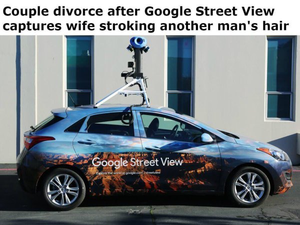 new google street view car - Couple divorce after Google Street View captures wife stroking another man's hair Google Street View clore the west google.comstreetview