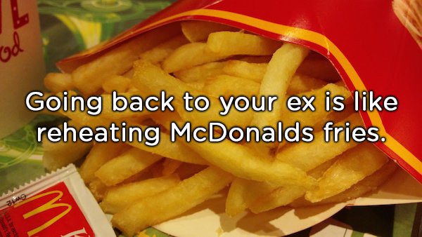 no fries - Going back to your ex is reheating McDonalds fries.