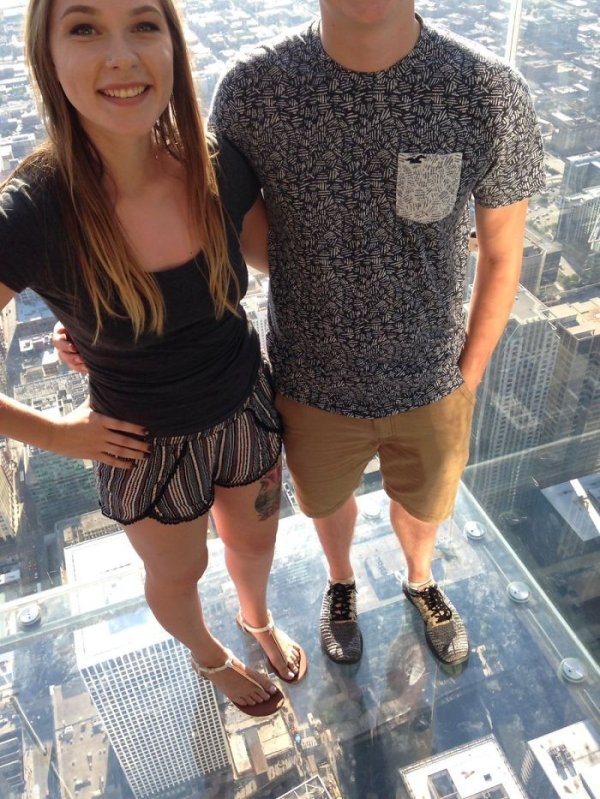 We Asked A Stranger To Take A Picture Of Us At The Willis Tower In Chicago… Thanks, I Guess