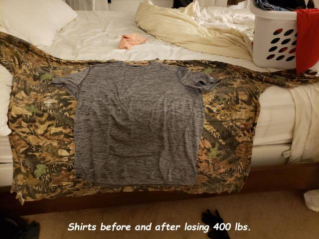 cushion - Shirts before and after losing 400 lbs.