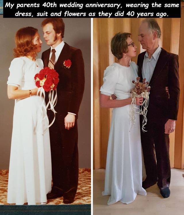 parents 40th wedding anniversary - My parents 40th wedding anniversary, wearing the same dress, suit and flowers as they did 40 years ago.