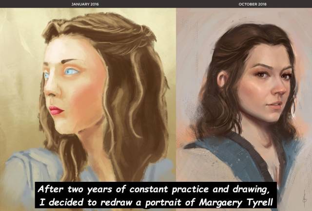 long hair - After two years of constant practice and drawing, I decided to redraw a portrait of Margaery Tyrell