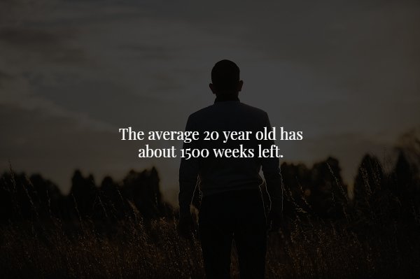 Augusto Cury - The average 20 year old has about 1500 weeks left.