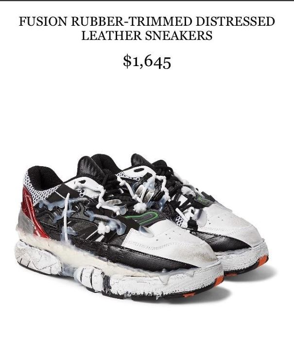 maison margiela fusion - Fusion RubberTrimmed Distressed Leather Sneakers $1,645