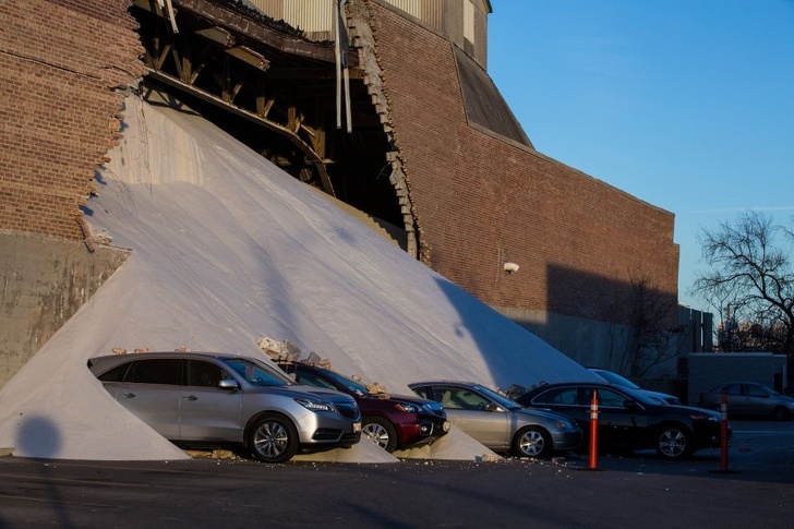 This wall collapsed at a building that houses salt...