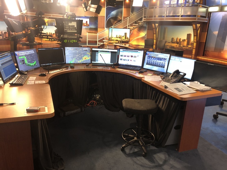 The work place of the person responsible for weather forecasts at a news station