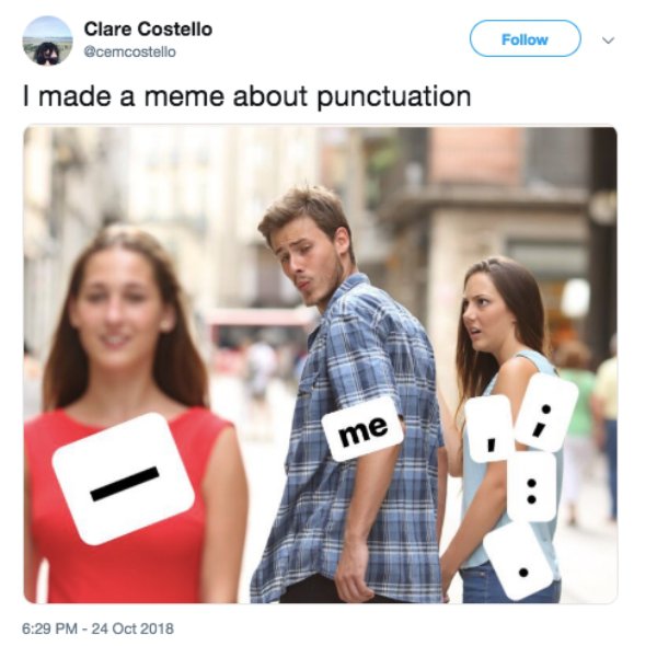 meme sweden sexist - Clare Costello cemcostello I made a meme about punctuation me