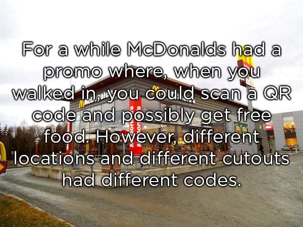 I took pics of as many unique codes I could find, put them all on a handy pdf, and scanned them all using an android device and an IOS device before lunch. I got free extra value meals regularly. In fact, I still had a couple free ones left over when they stopped the promotion.