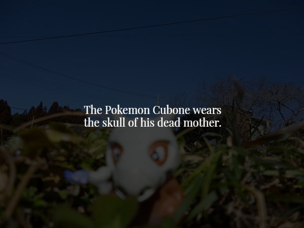 sky - The Pokemon Cubone wears the skull of his dead mother.
