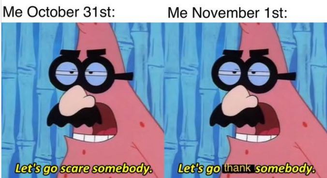 wholesome meme about who november is thanksgiving month