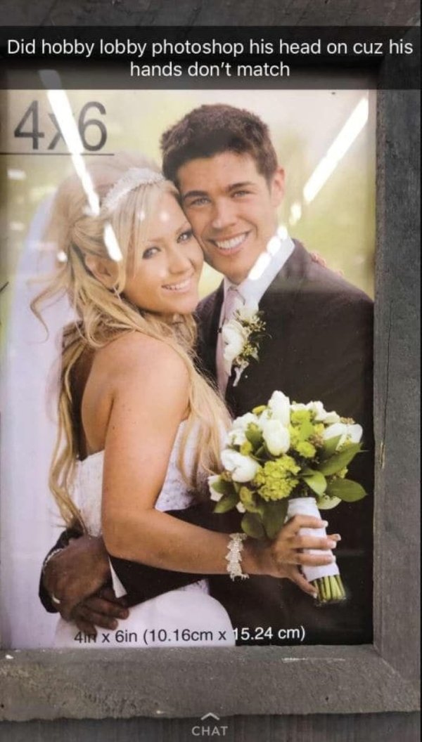 christian wedding couple - Did hobby lobby photoshop his head on cuz his hands don't match 46 4in x 6in 10.16cm x 15.24 cm Chat