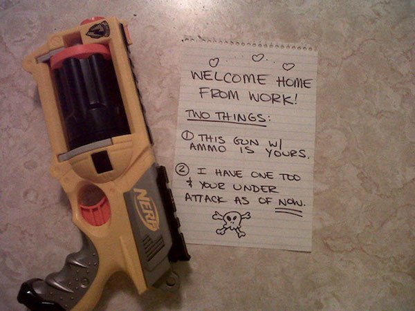 Welcome Home From Work! Two Things O This Gun W Ammo 1 Yours 3 I Have One Tud Yue Onder Attack As Of Nch. Ner