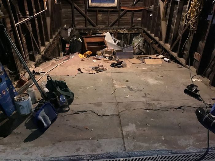 We did this inspection of a house with a “broken slab” in the garage. Our assessor arrived thinking it would be a cracked slab or maybe some chipping and settling. Well…The sub floor completely collapsed and the result was a bit more extensive than we thought.