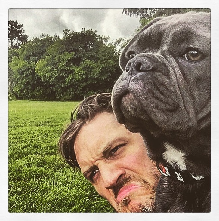 Tom Hardy with his pet