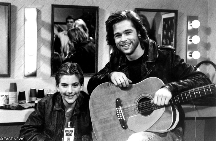 Brad Pitt and Jeremie Miller shooting the sitcom Growing Pains, 1989