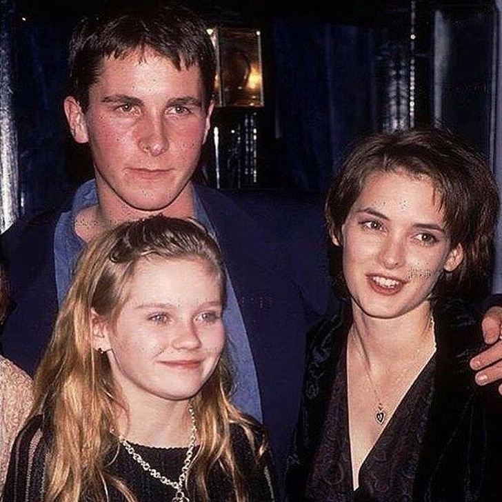 Little Kirsten Dunst and young Christian Bale with Winona Ryder