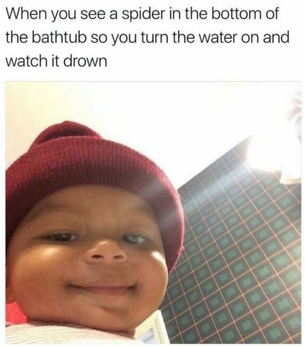 friend that sends memes - When you see a spider in the bottom of the bathtub so you turn the water on and watch it drown