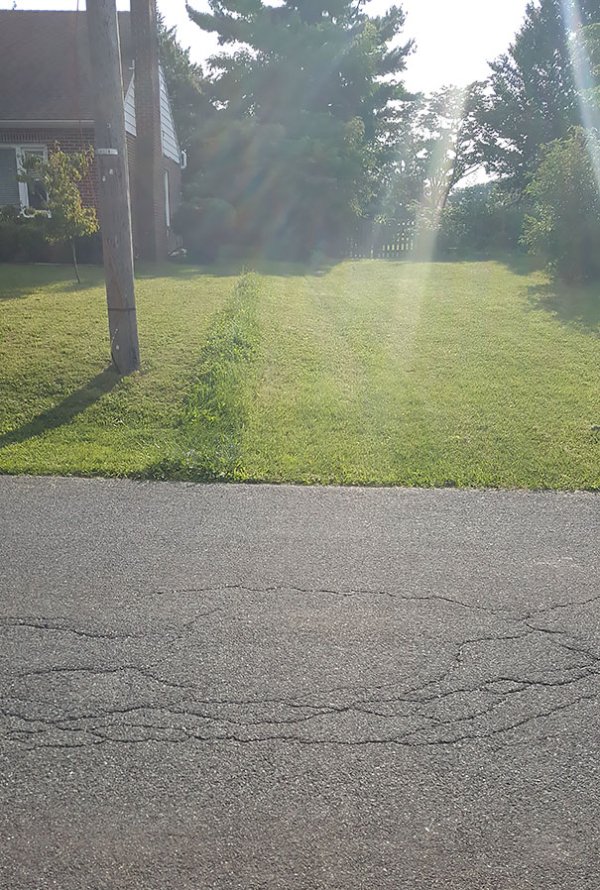 I mowed my elderly neighbor’s lawn. The people on the left of her mowed a day after. I guess I didn’t mow right to the property line. I officially hate these people now.