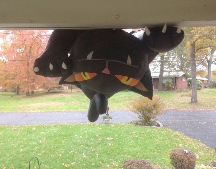 halloween inflatable on roof