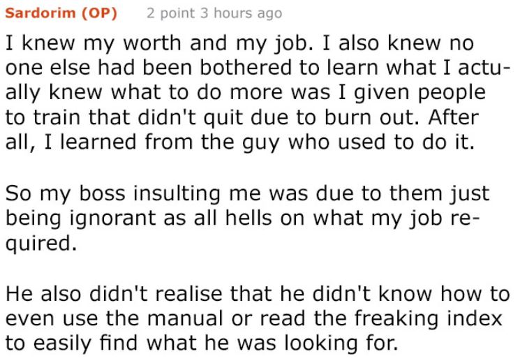 Boss learns lesson after telling employee "anyone could do his job"