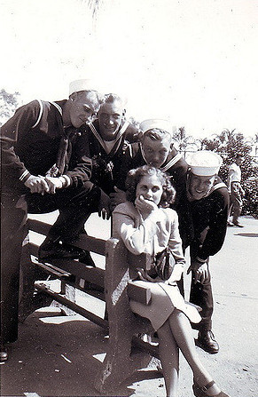 Sailors and girl, San Diego, 1948.