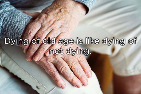 old person hands - Dying of old age is dying of not dying.
