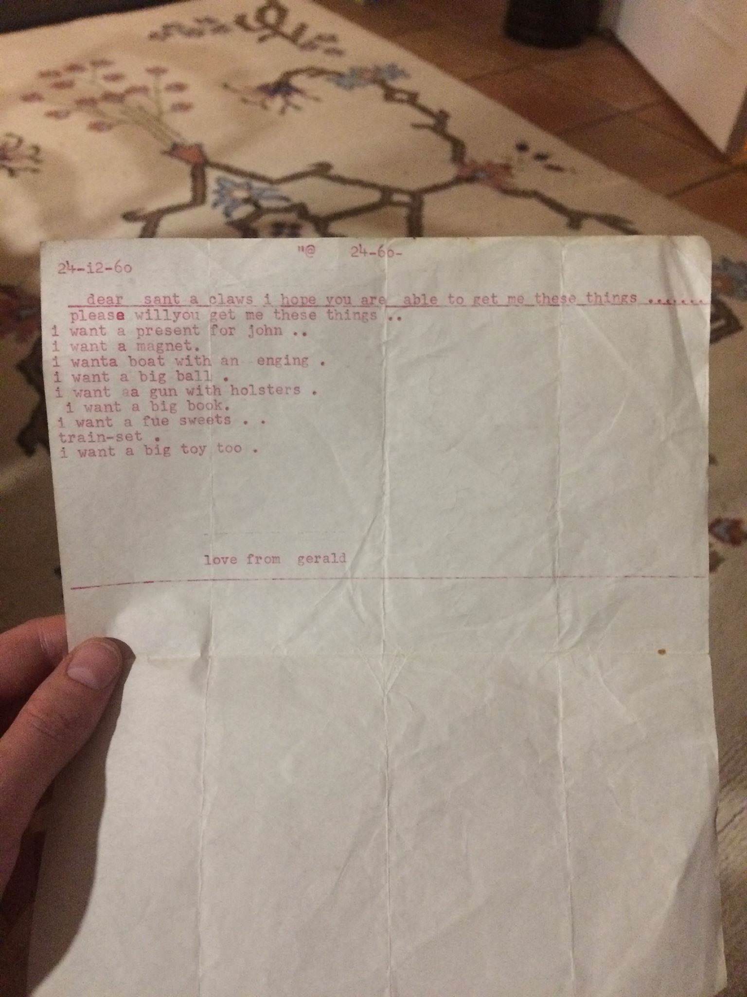 Santa letter, 24 Dec 1960.