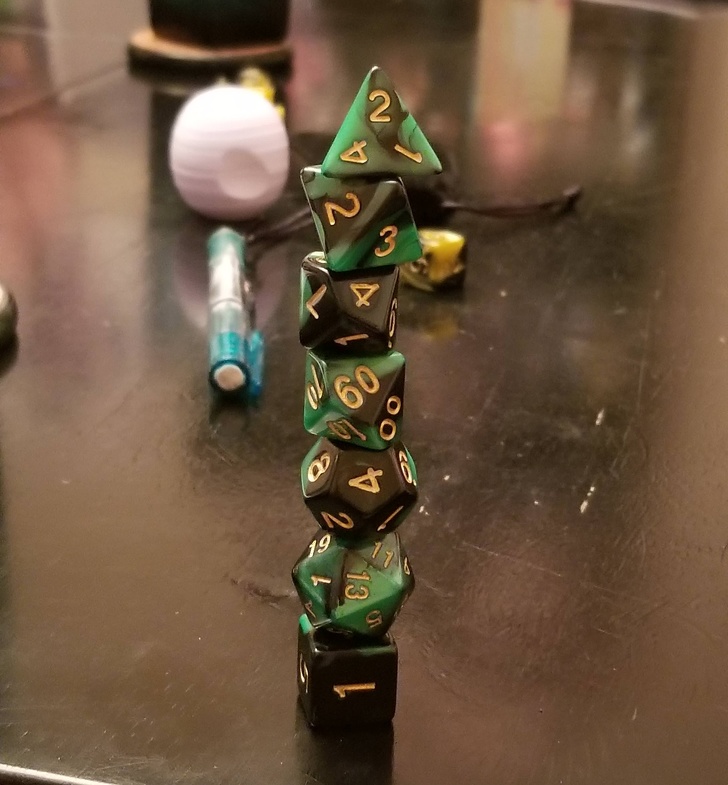 “I got my dice to balance and look like a tower.”
