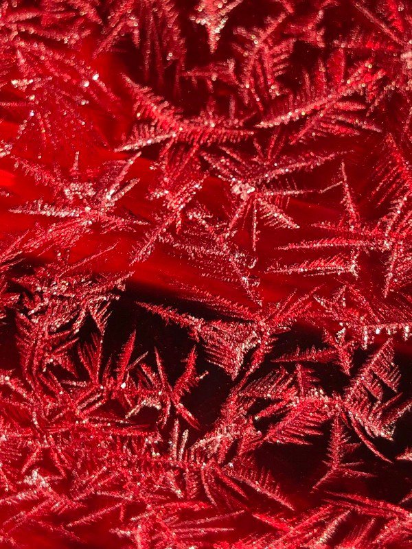 “Frost on my taillight this morning. Magnified.”