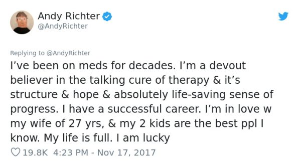 Andy Richter unloads on woman who says “depression is a choice”