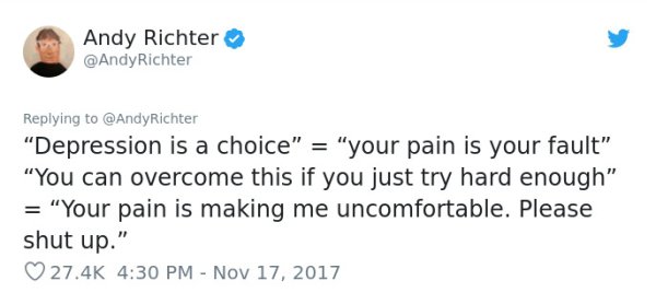 Andy Richter unloads on woman who says “depression is a choice”