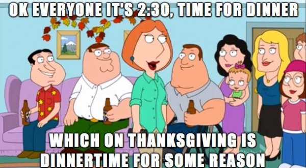 thanksgiving funny memes cartoon - Ok Everyone It'S . Time For Dinner Which On Thanksgiving Is Dinnertime For Some Reason
