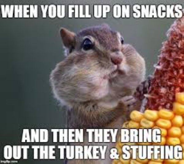 turkey thanksgiving meme - When You Fill Up On Snacks And Then They Bring Out The Turkey & Stuffing