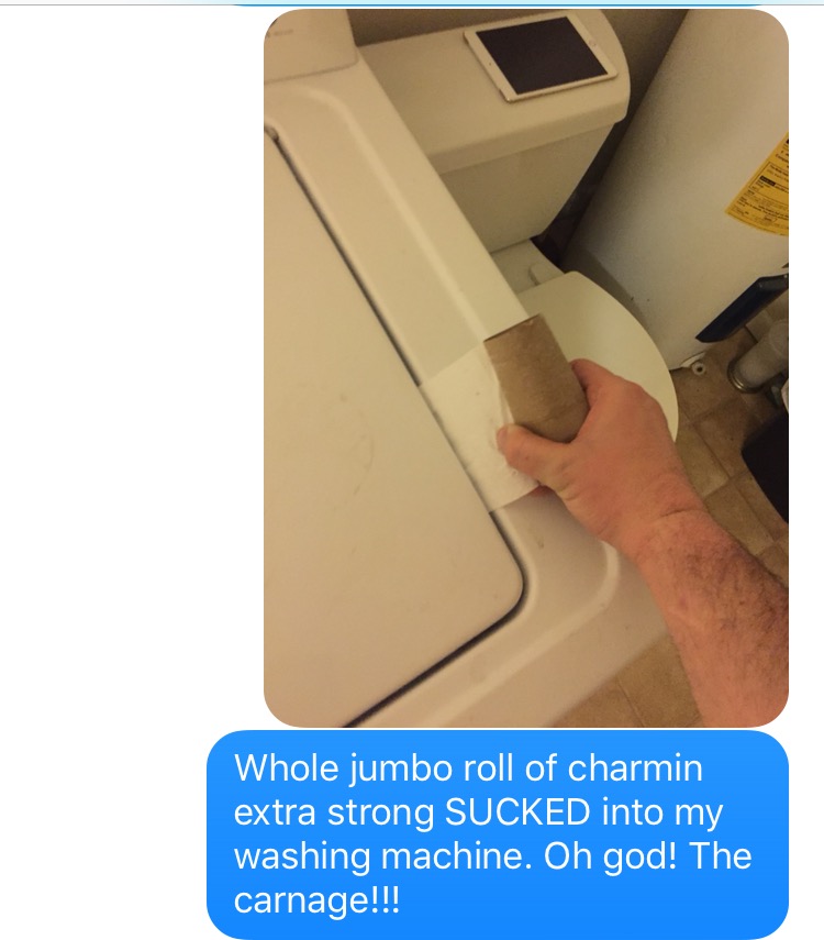 Guy gets surprised by the strength of charmin