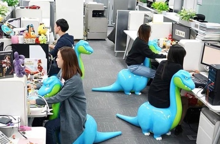 Maybe sitting on dinosaur chairs increases work productivity.
