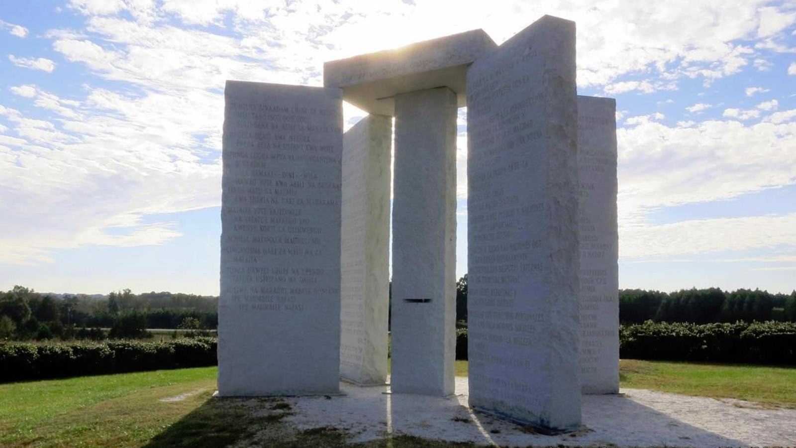 Georgia Guidestones. Sometimes called the “American Stonehenge,” the granite monument was built in 1979 in Elbert County, Georgia, in a field off Highway 77. It contains ten commandments for “an Age of Reason,” written in eight languages — English, Spanish, Swahili, Hindi, Hebrew, Arabic, Chinese and Russian. But these aren’t commandments like you’d find in the Old Testament. Some of the messages written on these four granite slabs, each almost 20 feet tall, are controversial, like this one: “Maintain humanity under 500,000,000 in perpetual balance with nature.” Stranger still, nobody is sure who paid for all this. The man claiming responsibility went by the pseudonym “R.C.