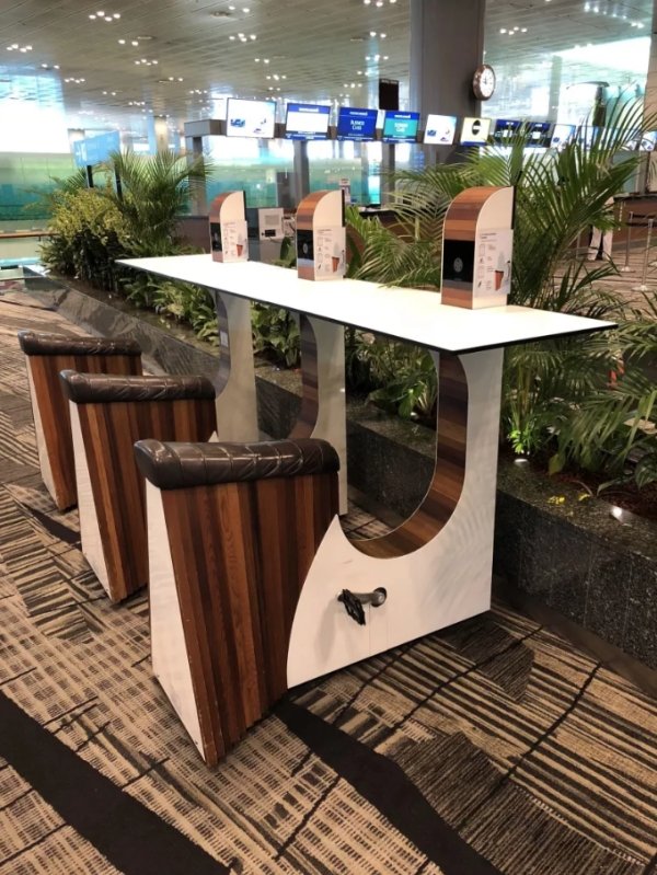 If you want to charge your phone at the airport you’ll have to pedal for it. It’s not a bad way to burn a few calories while you’re in travel mode.