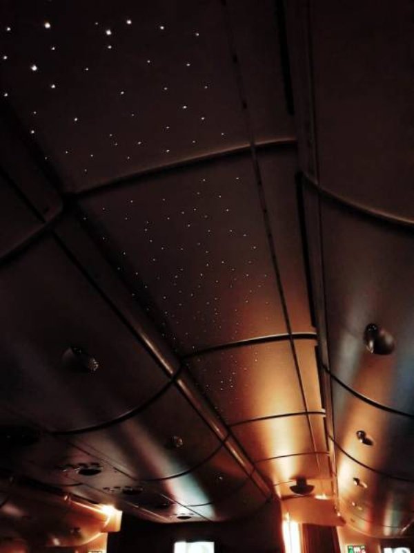 This airplane’s dreamy night sky will help induce some legit Zs as you calmly look at the “stars.”