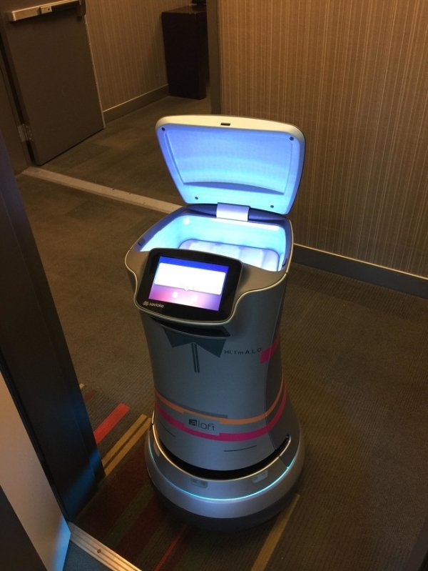 “This robot delivered a roll of toilet paper to my hotel room in Cupertino.”
