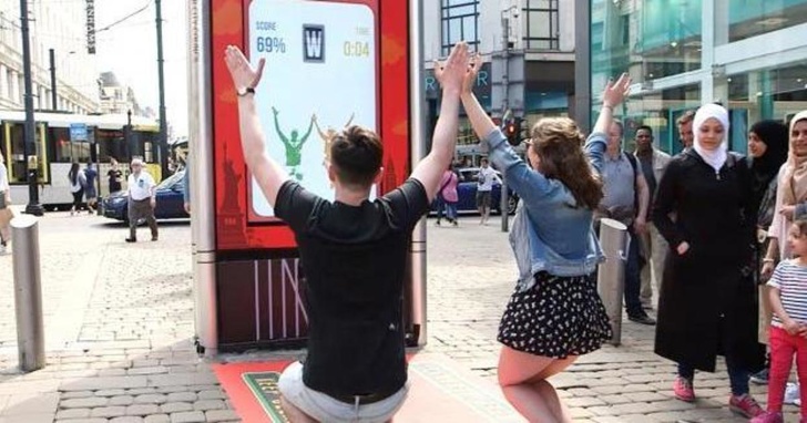 This interactive poster got people to make letters with their own bodies.