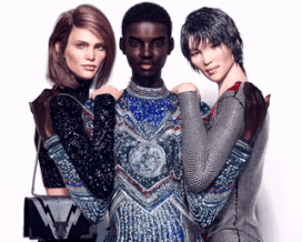 Balmain fashion brand advertises its new collection using 3 virtual models.