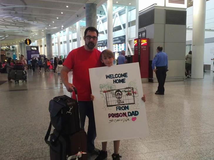 “For Father’s Day, here is the sign we made to greet dad from his work trip.”