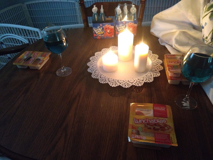 “When your wife deserves the best so you wake her up to a romantic candlelit breakfast.”