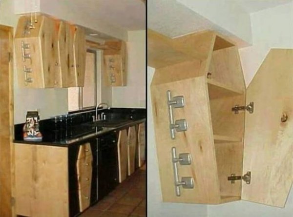 coffin shaped kitchen cabinets