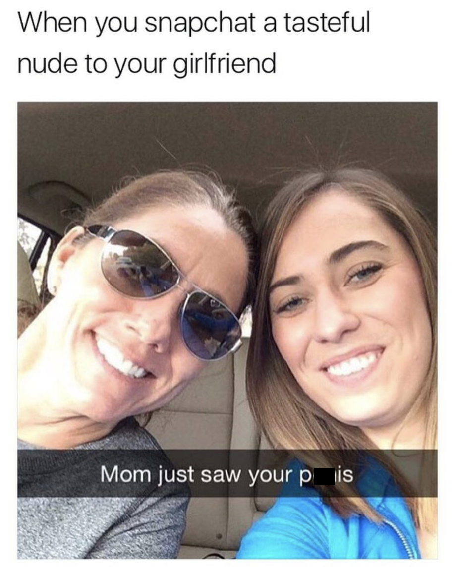 dirty memes - When you snapchat a tasteful nude to your girlfriend Mom just saw your p is