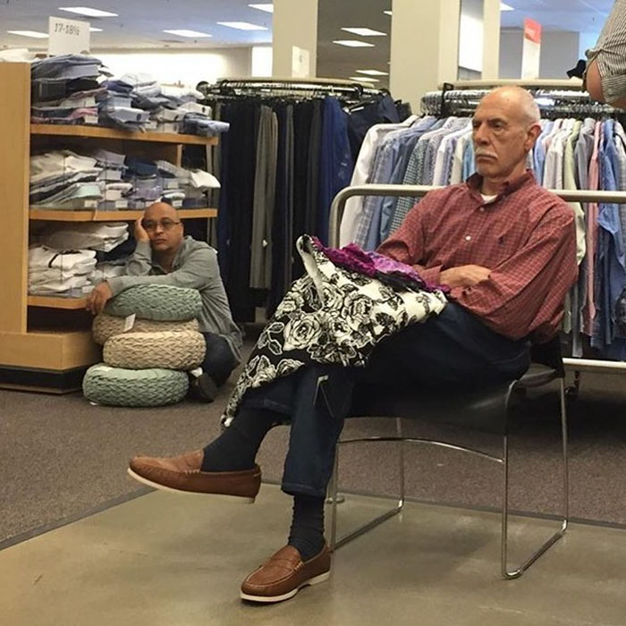miserable man shopping -