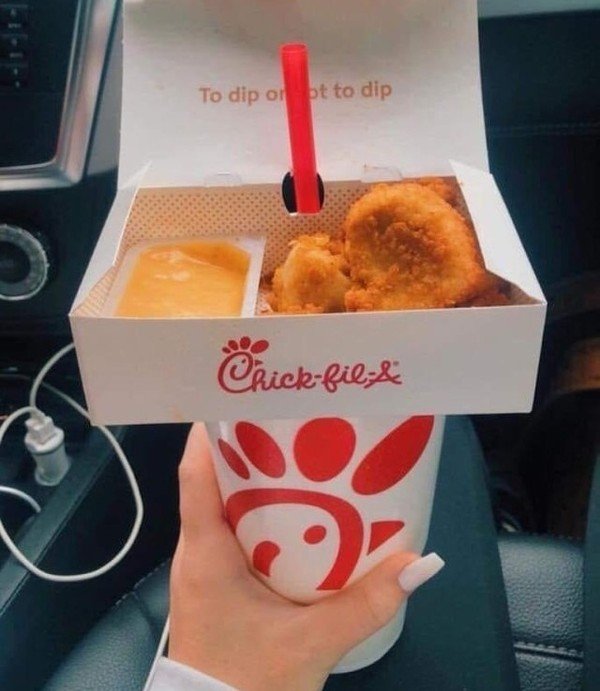 “I’ve just learned that the hole in the Chick-fil-A box is for your straw so your cup can become a table.”