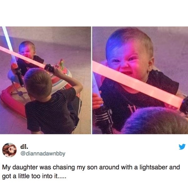 cute mom and daughter memes - di. My daughter was chasing my son around with a lightsaber and got a little too into it.....