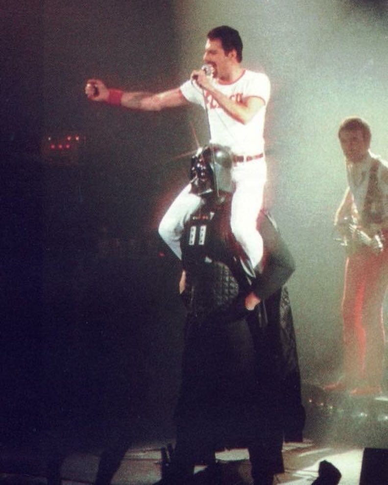 You may feel really cool but nothing compares to Freddie Mercury riding Darth Vader!