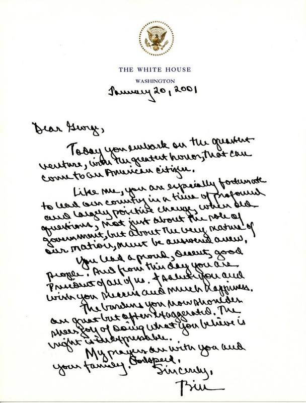 Bill Clinton’s Letter To George H.W. Bush in January 2001